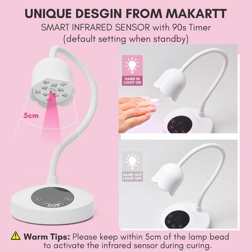 Makartt Gel Top Coat, No Wipe Top Coat Glossy Shine Finish Long Lasting 10ML Soak Off Bundle With UV Nail Lamp Luminoza 10W Rechargeable LED Light with Sensor for Acrylic Nail Extension Flash Cure
