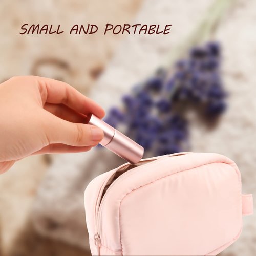BOSMIOW 10Pcs Essential Oil Roller Bottles,5ml Pink Glass Roll-on Bottles with Stainless Steel Roller Ball for Perfume Sample,Deodorant,Lotion