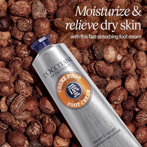 L'OCCITANE 15% Organic Shea Butter Foot Cream, Moisturizes, Soothes & Softens Feet, Repairs Cracked & Dry Heels, Fast Absorbing, Non-Greasy, Vegan