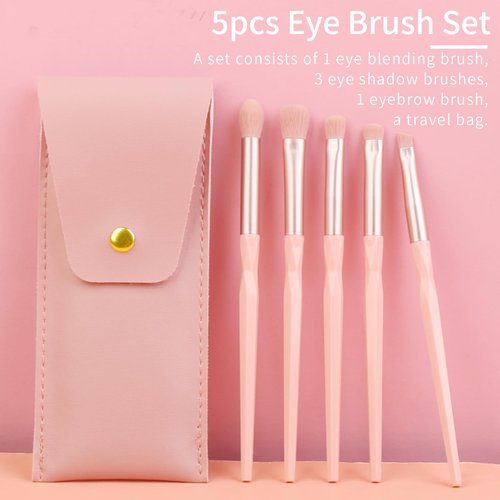 ENZO KEN Pink Portable Eye Shadow Brush Set, Vegan Eyeshadow Brushes Set, Small Nose Contour Brush, Diamond Eyeshadow Brush, Eyeshadow Blending Brush, Colorful Eye Makeup Brushes Set Professional.