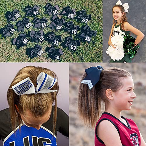 18 PCS 8" Large Red Cheer Hair Bows Ponytail Holder Elastic Band Handmade for Cheerleaders Teen Girls College Sports