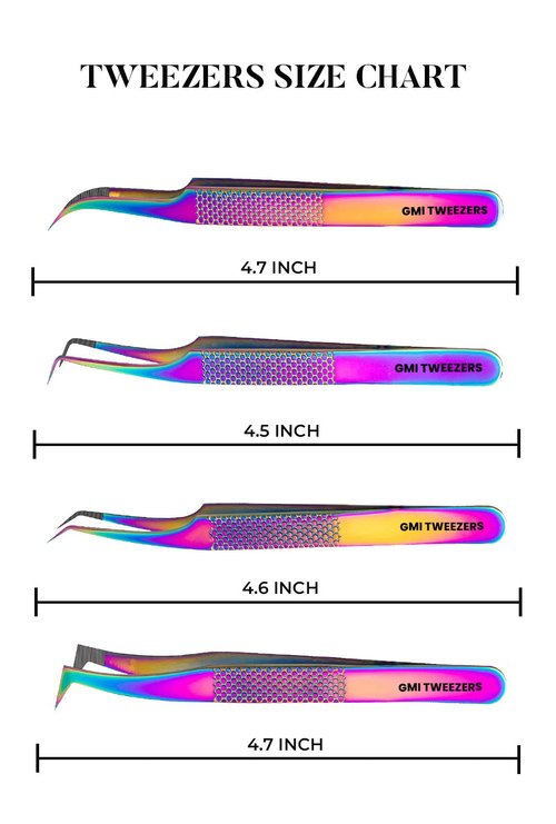 Fiber Tip Lash Tweezers- Pack of 4 Eyelash Extension Tweezers Professional- Lash Tweezers.