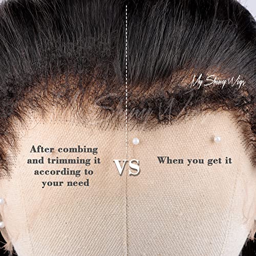 MYSHINYWIGS 13x4 Real HD Lace Frontal, Melt Hd Frontal Closure with Natural 4C Baby Hair Pre Bleached Knots Straight Hd Frontal Pre Plucked Frontal Human Hair Clean Hairline Frontal Closure 18 Inch