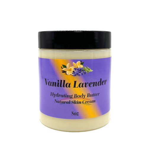 Black Lavish Essentials Ultra-Soft Shea Body Butter, Dry Skin Cream for Radiant Moisturized Skin, Natural Hydrating Body Lotion with Aloe Vera, Argan Oil, Rosehip Oil, (Vanilla Lavender, 8oz)