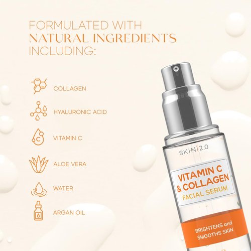Skin 2.0 Vitamin C and Collagen Beauty Value Set - Serum, Moisturizer, Under Eye Pads & Face Sheet Masks