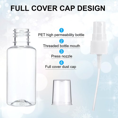 Lemecima 100 Pcs Mini Spray Bottles 1 oz Clear Plastic Fine Mist Spray Bottles with Small Funnels Empty Plastic Bottles Travel Bottle for Essential Oils Travel Perfumes
