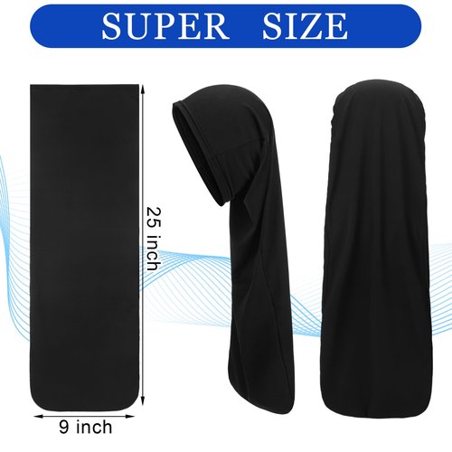 Twistover 2 Pcs Jumbo Dreadlock Cap Hair Dreads Head Wrap Loc Wraps for Dreads Hair Accessories for Men Women Sleeping(Black,Black,25 Inches)
