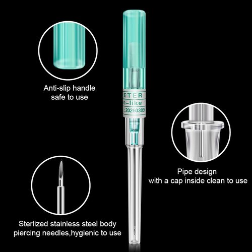 Catheter Piercing Needles - SOTICA 50pcs Catheter Needles IV Catheter Piercing Needles Cannula Body Piercing Needles Stainless Steel Hollow Needles for Nose Ear Belly Navel Nipple Piercing (18G-50PCS)