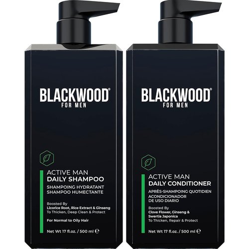 Blackwood For Men Active Man Conditioner for Hair Loss & Dandruff (17 Oz) + Active Man Shampoo (17 Oz) Bundle - Sulfate Free, Paraben Free, & Cruelty Free
