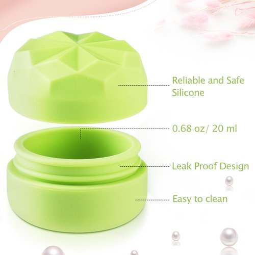 Maxcheck 4 Pcs Travel Containers for Toiletries, Silicone Cream Jars, Small Leak Proof Travel Lotion Container 0.68 oz Refillable Travel Jars with Lids for Cosmetic Makeup Face Body Hand Cream