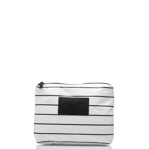 ALOHA Collection Small Pinstripe Pouch | Lightweight, Packable, and Splash-Proof Makeup Pouch | Easy to Clean