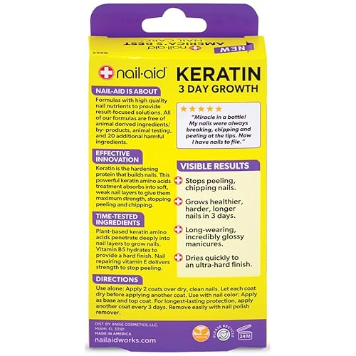 Nail-Aid Keratin 3 Day Growth Nail Treatment & Strengthener, Clear, 0.55 Fl Oz