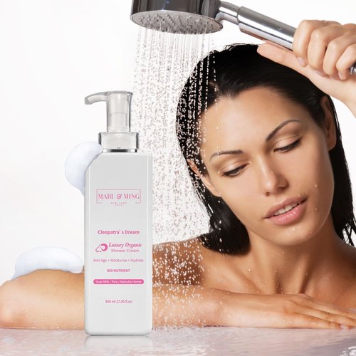 Maru & Ming Cleopatra's Dream -Concentrated Organic Luxury Goat Milk (AHA's), Rice, Manuka Honey Body Wash 27. oz 1-Pack