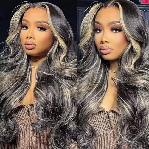 P1B27 Highlight Human Hair Bundles Honey Blonde Body Wave 3 Bundles 300g 24 26 28 inch Vinmdonm Ombre Black and Blonde Bundle Human Hair Extensions