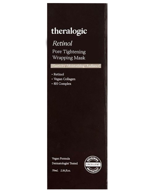 theralogic Retinol Pore Tightening Wrapping Mask - Korean Pore Elasticity Peel Off Mask with Collagen, Peptides, Hyaluronic Acid - Firming & Skin Glow Mask - Vegan, Derma Tested, 2.36oz.