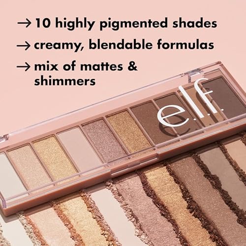 e.l.f. Perfect 10 Eyeshadow Palette, Ten Ultra-pigmented Shimmer & Matte Shades, Vegan & Cruelty-free, Nude Rose Gold (Packaging May Vary)