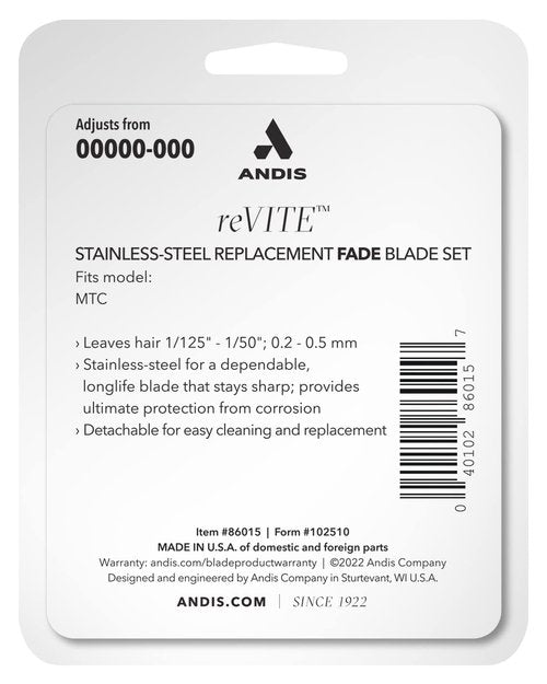 Andis 86015 reVITE Fade Clipper Replacement Stainless Steel Blade