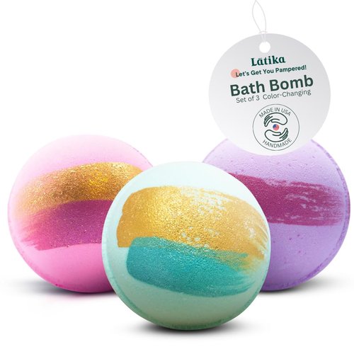 Latika Color Changing Bath Bombs - Pink Topaz, Lavender, and Agave for Ultimate Relaxation and Skin Nourishment