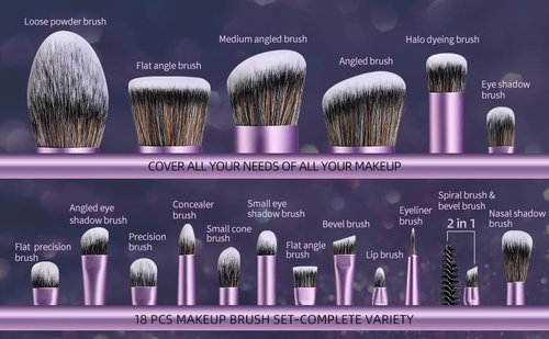 Bolgie Professional Makeup Brush Set, 22 pieces
