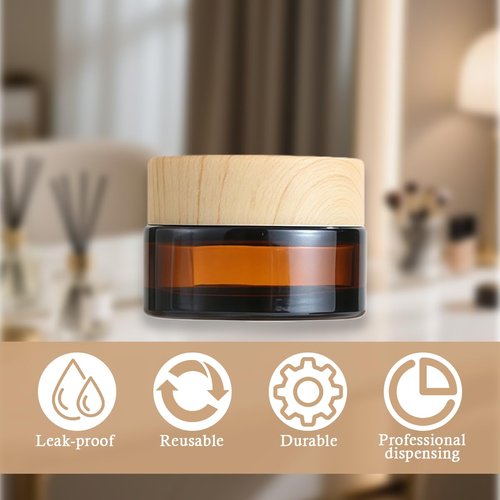 5Pcs 20g 20ml Amber Glass Jars Cosmetic Containers Jars with Plastic Lids Refillable Sample Jars Containers Storage Favor Jar for Lotions Creams Eye Shadow Balm