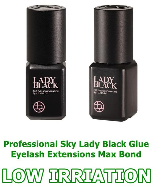 Sky Lady Black Glue Eyelash Extensions 5ml / Professional Max Bonding Strength Lash Glue / 1-3 Sec Fast Drying / 5-6 Weeks Retention