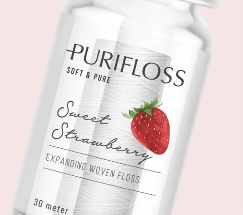 PURIFLOSS Premium Expanding Woven Dental Floss – PTFE & PFAS Free – Mint Flavor & Strawberry Scent, Eco-Friendly, Vegan, Cruelty-Free – Dentist Recommended – 33 Yards (4-Month Supply)