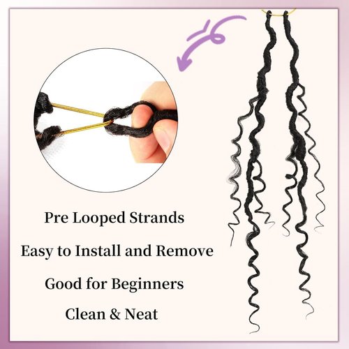 8 Packs Goddess Faux Locs Crochet Hair for Black Women Boho Style Locs River Locs Crochet Hair with Curly Ends 22 Inch (1B)