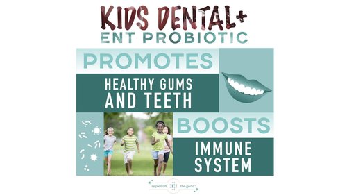 Replenish the Good Children's Dental Probiotic Chewables - Digestive & Immune Support - Oral Probiotics for Healthy Teeth and Gums, Bad Breath & ENT Support - Cherry-Pomegranate Flavor (60 Count)