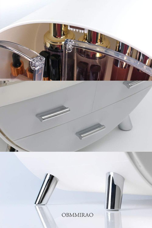 OBMMIRAO Elegant Dustproof Makeup Storage Organizer Box, Waterproof Medium Cosmetics Organizer Storage with Drawers Skincare Cosmetic Display Cases for Countertop Bathroom Dresser Dedroom