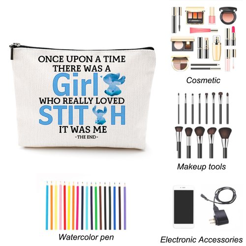 LONGXIN Cartoon Lover Gift Cute Cartoon Themed Cosmetic Make up Bag Travel Makeup Zipper Pouch Bag Birthday Gifts for Women Girls Friends