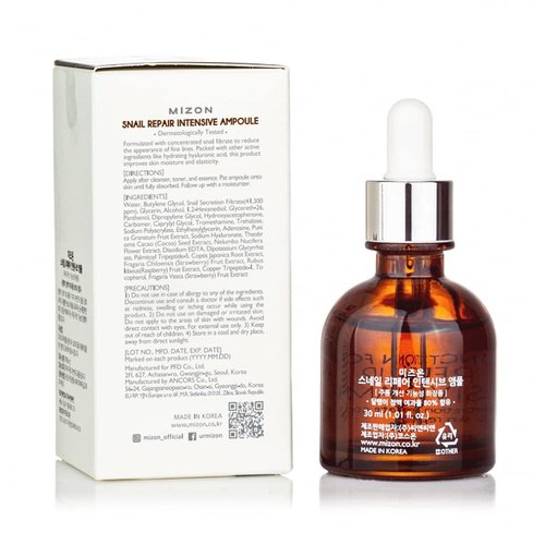 MIZON Snail Gold Eye Gel Patches + Snail Repair Intensive Ampoule, Moisturizing, anti-aging, skin regeneration, Reduces Puffiness, Dark Circles treatment