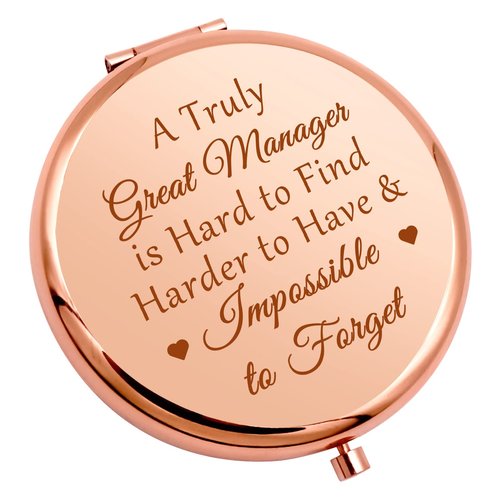 Gevody Best Manager Appreciation Gifts Compact Makeup Mirror Manager Leaving Gift Supervisor Gift for Women Leader Boss Coworker Friend Birthday Present Retirement Goodbye Going Away Personal Mirror