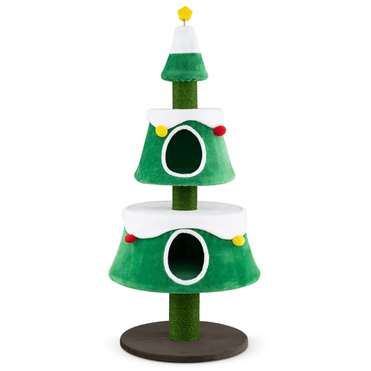 Green 61.5-Inch Cat Christmas Tree with Condos, Star Toy & Decorations