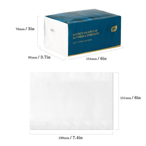 Small Soft Facial Tissue, Bag Cover, NOT In Box, Disposable Facial Napkin, Material Wood Pulp Fiber NOT COTTON, White Facial Paper Tissue, 4-Ply, 4 Packs, 480 Sheets per Pack