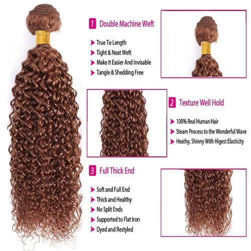 Labamiya Human Hair Bundles 14 16 18 Inch Blonde Light Brown 30# Jerry Curly Bundles Human Hair 12A Unprocessed Soft Sewn In Quick Weave Hair for Black Women