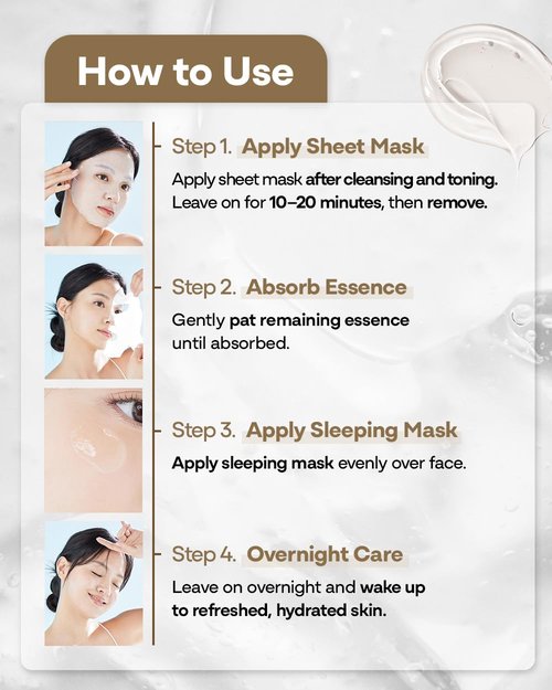 Bano Derma Expert 2 Step Firming Face Mask – 2 in 1 Sheet & Sleeping Mask with Peptides, Caffeine, Niacinamide & Hyaluronic Acid | Supports Skin Elasticity & Glow | Korean Skincare | 7 Sheets