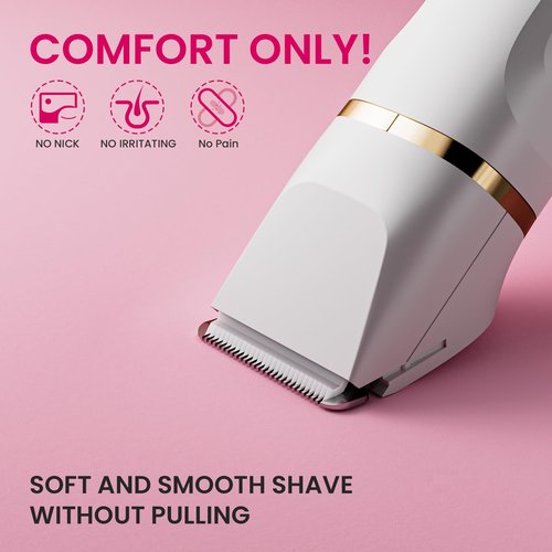 Electric Razors for Women, 5-in-1 Wet/Dry Bikini Trimmer with USB Charge Dock, Deluxe Facial Hair Removal, Wet/Dry Body Shaver for Nose Eyebrows Beard Underarm Leg Arm, IPX7 Waterproof (White)