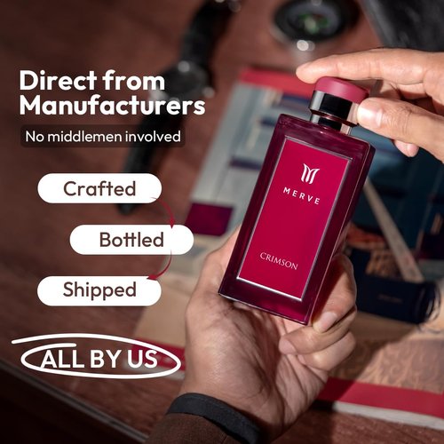 Merve Crimson Premium Long Lasting Fragrance Luxury Scent For Men | Sweet Spicy, Citrus, Amber | Perfumes For Men | 3.4 Ounces