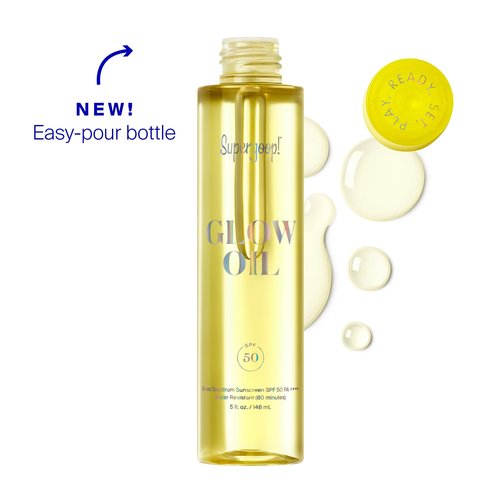 Supergoop! Glow Oil - 5 fl oz - SPF 50 PA++++ Vitamin E Body Oil + Broad Spectrum Sunscreen Protection - With Marigold, Meadowfoam & Grape Seed Extracts