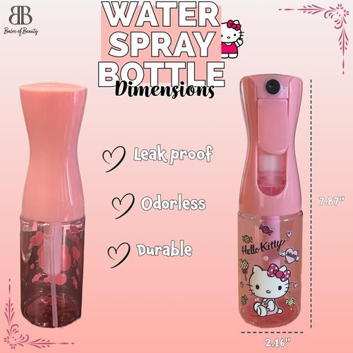 Balm of Beauty Hair Care Set Continuous Water Spray Bottle Brush Hair Clips Cute Kawaii Cartoon Dog Bunny Cat (Pink Kitty)