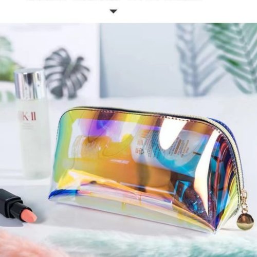 Fexdesire Dazzle clear makeup bags，travel and daily travel Holographic makeup bag women
