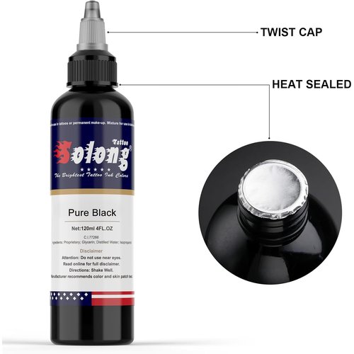 Nazzor Tattoo Ink Black Tattoo Ink 3.4oz(100ml) Black Ink Tattoo for Shading and Lining Smooth Consistent Pigment Professional Tattoo Inks