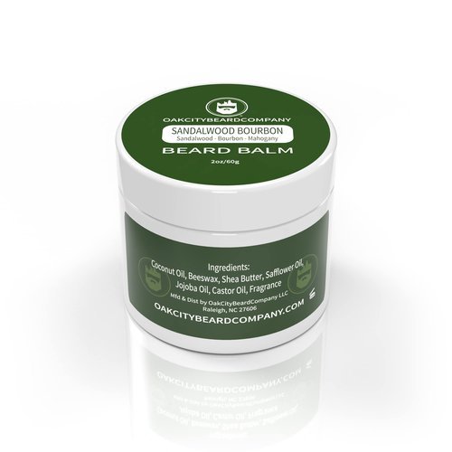 Oak City Beard Company - Sandalwood Bourbon - 2 Ounce - Beard Balm - Sandalwood - Bourbon - Mahogany - Beard Conditioner (Pack of 2)
