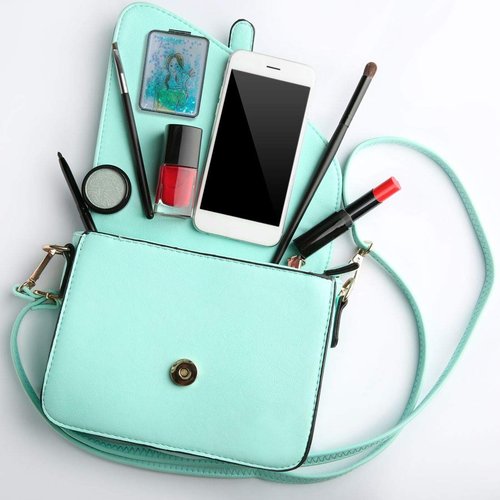 Beaufy Small Magnifying Makeup Compact Mirror Set Folding Portable Handheld Mini Rectangle Pocket Purse Mirrors Bulk with 1x/2x Magnification Floating Glitters - Gift for Women Girl Pack of 4