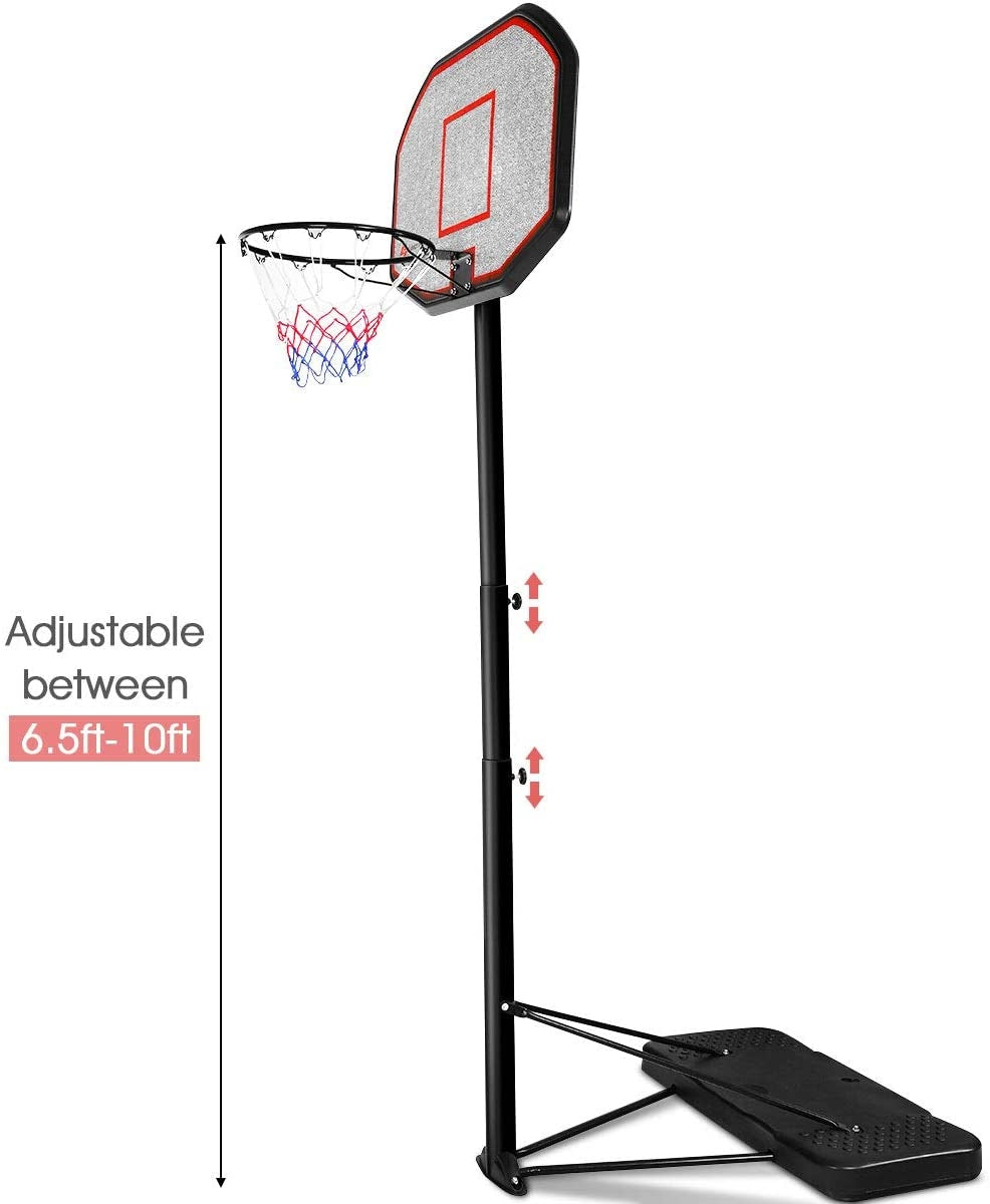 Adult 6.5-10 FT Height Adjustable Indoor Outdoor Basketball Hoop with Fillable Base