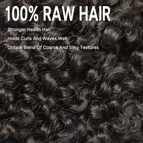 ASHINE Burmese Raw Human Hair Bundles ? Tight Curly Unprocessed 100% Human Hair Single Bundle 16 Inch, Minimal Shedding Natural Black