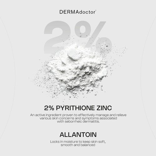 DERMAdoctor Seborrheic Dermatitis Face Wash – 2% Pyrithione Zinc Shampoo Dermatologist Formulated Dandruff Scalp Treatment – Pyrithione Zinc Face Wash and Body Cleanser for Sensitive Skin – 7.10 oz