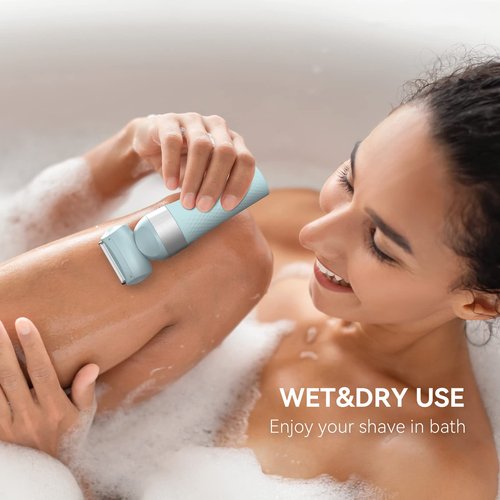 unibono 3-in-1 Electric Razor for Women,Dual-Foil Electric Shaver for Woman Face,Legs,Armpit,Rechargeable Bikini Trimmer,3-,Intimate Shaver with Illumination,Public Hair Trimmer Women (Light Blue)