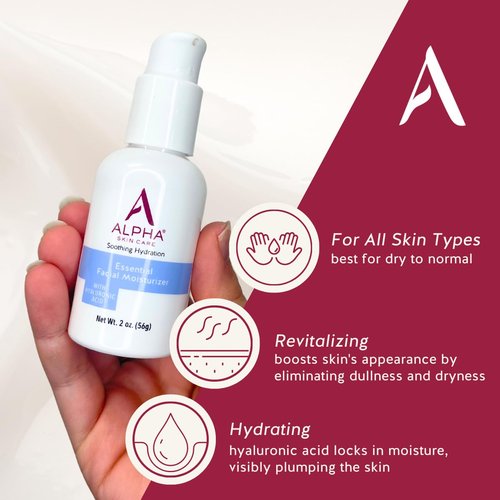 Alpha Skin Care Renewal Serum Concentrated with 14% Glycolic AHA and Alpha Skin Care Essential Facial Moisturizer with Hyaluronic Acid
