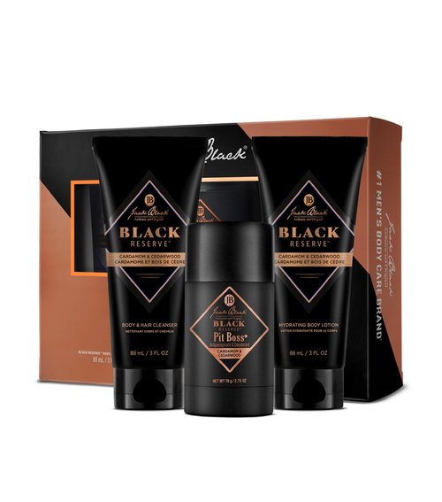 Jack Black Black Reserve Body Collection Set for Men – Multi-Purpose Mens Body Wash, Pit Boss Men's Deodorant, Body Lotion, Grooming Kit